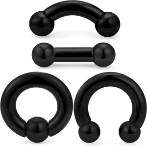 Ocptiy 6G 8G Septum Rings Large Ear Gauges Tunnels Plugs Earrings Stretching Kit 316L Surgical Steel Big Septum Nose Tongue Lip rings Piercing Jewelry Barbells 12mm 16mm 4Pcs