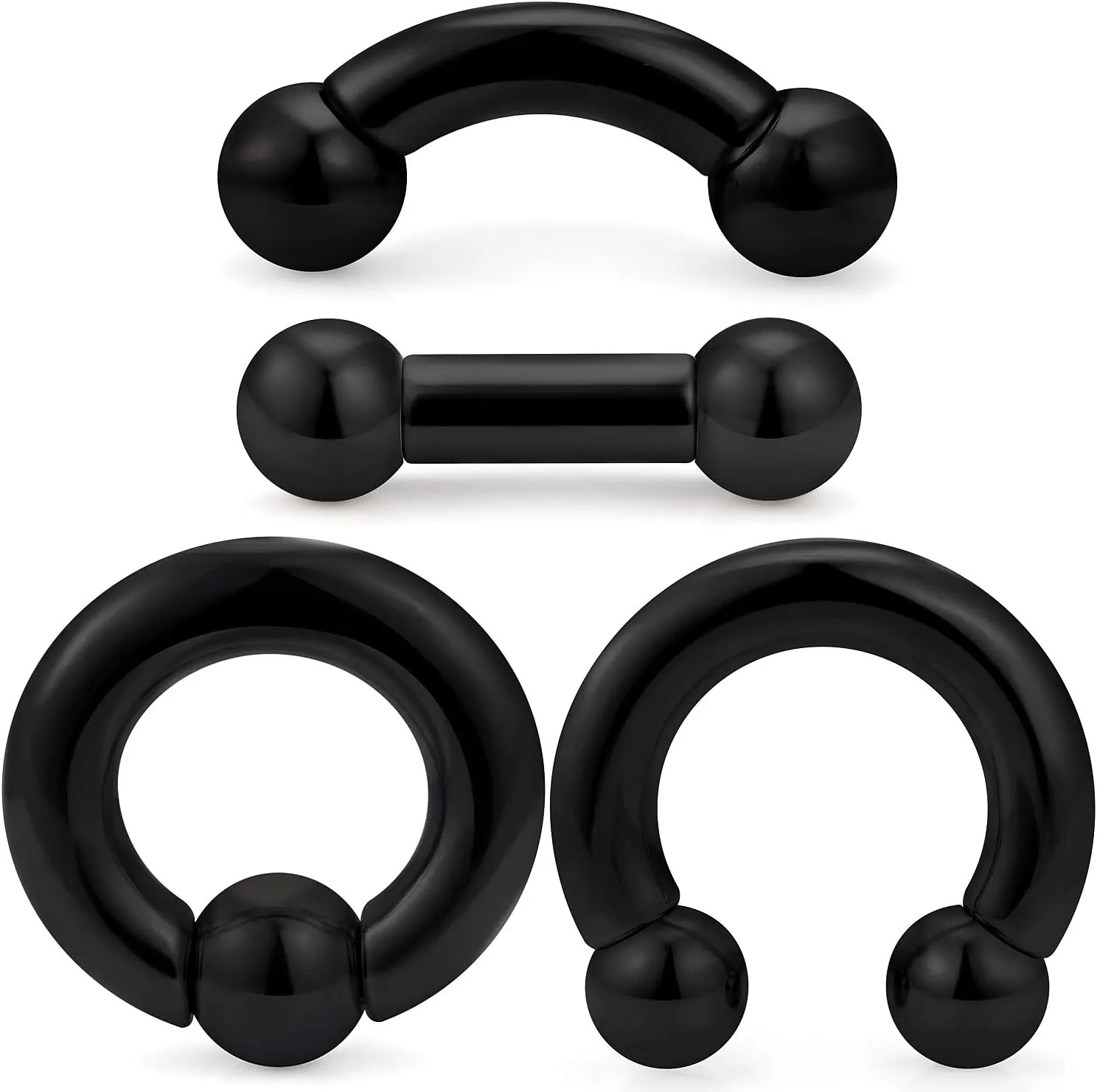 Ocptiy 6G 8G Septum Rings Large Ear Gauges Tunnels Plugs Earrings Stretching Kit 316L Surgical Steel Big Septum Nose Tongue Lip rings Piercing Jewelry Barbells 12mm 16mm 4Pcs