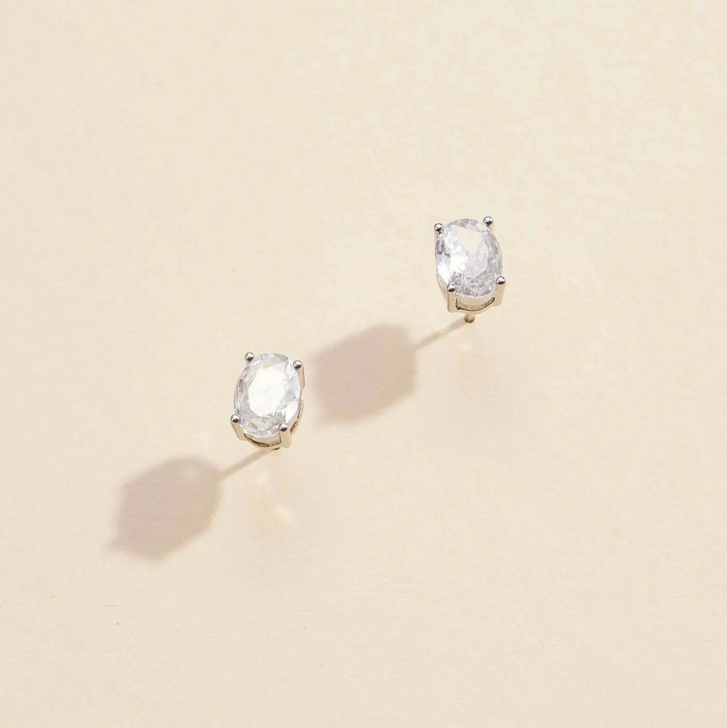 Oval CZ Gold Dip Stud Earrings