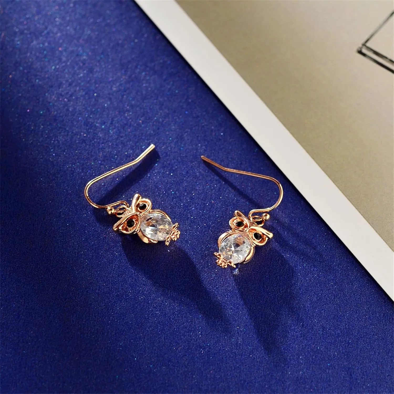 Owl Bird Crystal Earrings for Women Gold Silver Plated Cartoon Cute Animals Chic White Purple Cubic Zirconia Rhinestone Dangle Drop Earrings for Birthday Party Festival Christmas Jewelry Gifts