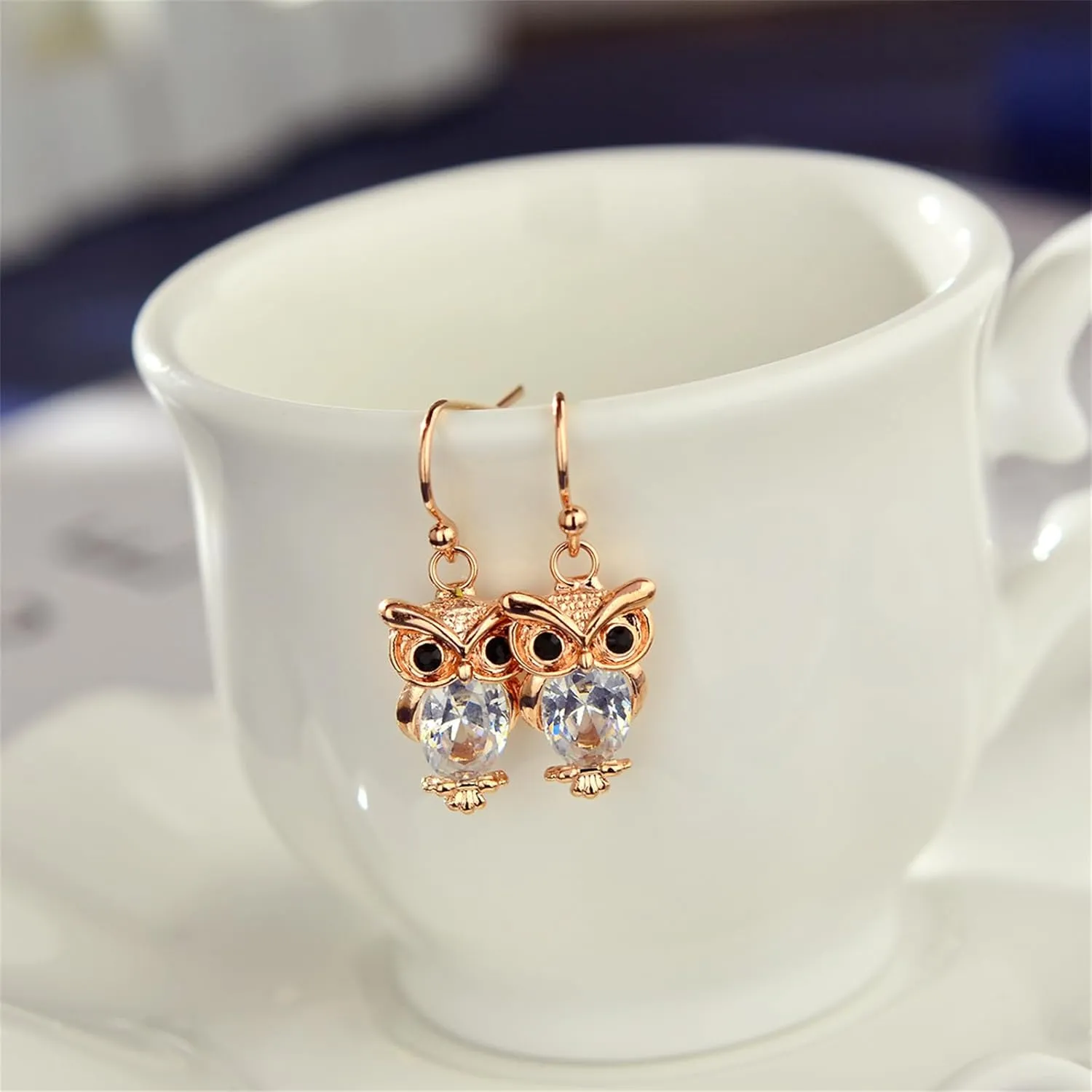 Owl Bird Crystal Earrings for Women Gold Silver Plated Cartoon Cute Animals Chic White Purple Cubic Zirconia Rhinestone Dangle Drop Earrings for Birthday Party Festival Christmas Jewelry Gifts