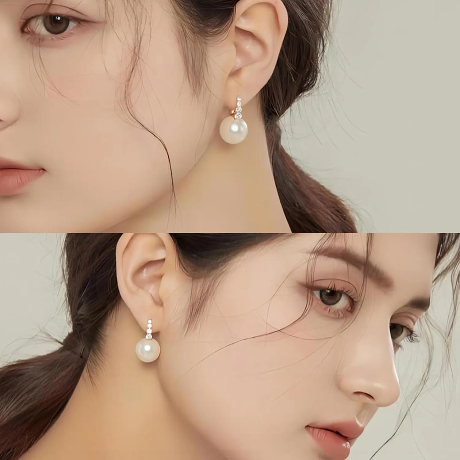 OwMell 18K Gold Plated Pearl Drop Earrings 5A Cubic Zirconia Pearl Dangle Elegant Earrings for Women Large Size 12mm