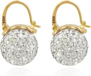 OwMell Elegant 925 Sterling Silver Pearl Drop Earrings Dangle Stud Gold Plated Earrings for Women Large Size 12mm
