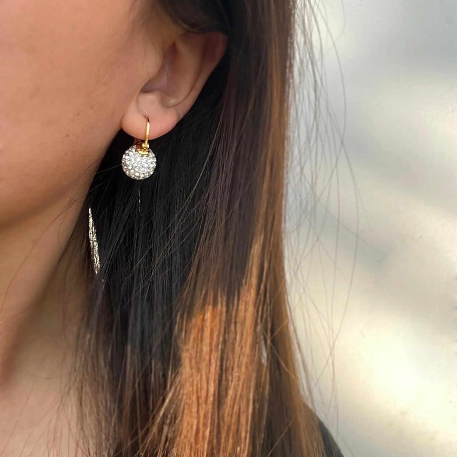 OwMell Elegant 925 Sterling Silver Pearl Drop Earrings Dangle Stud Gold Plated Earrings for Women Large Size 12mm