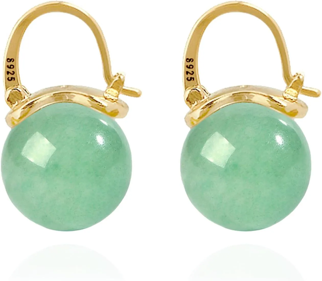 OwMell Elegant 925 Sterling Silver Pearl Drop Earrings Dangle Stud Gold Plated Earrings for Women Large Size 12mm