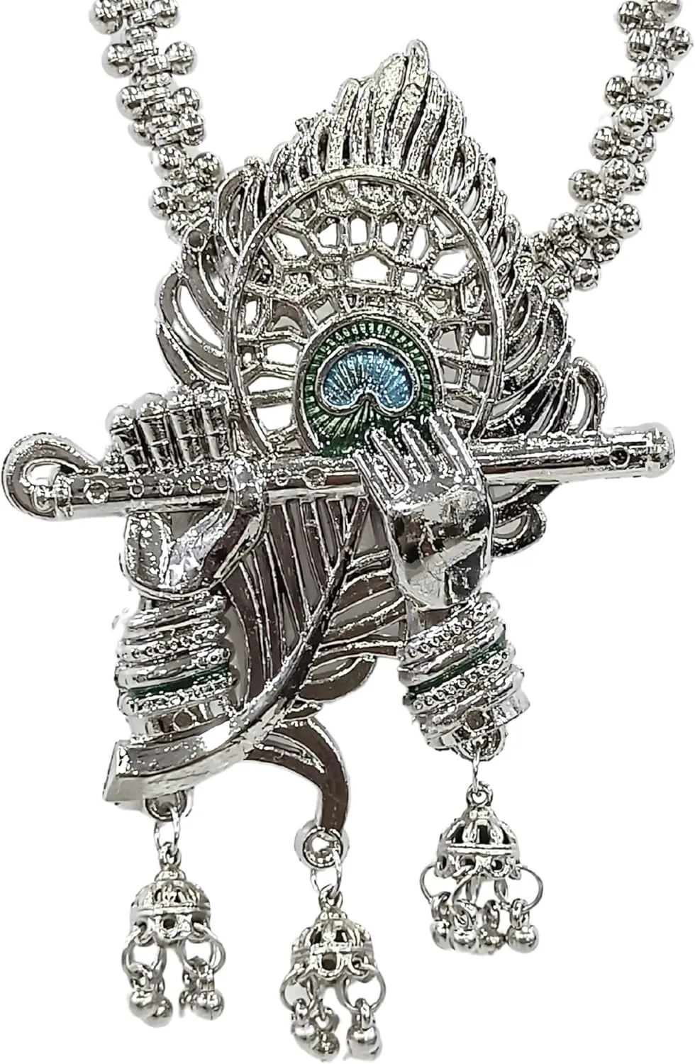 Oxidised peacock long necklace with jhumka Afghani Oxidised Silver Jewellery Antique Designer Artificial Peacock Necklace Set for Women
