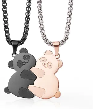 Panda Couples Necklace Cute Panda Hugging Puzzle Matching Necklaces Gift for Men Women