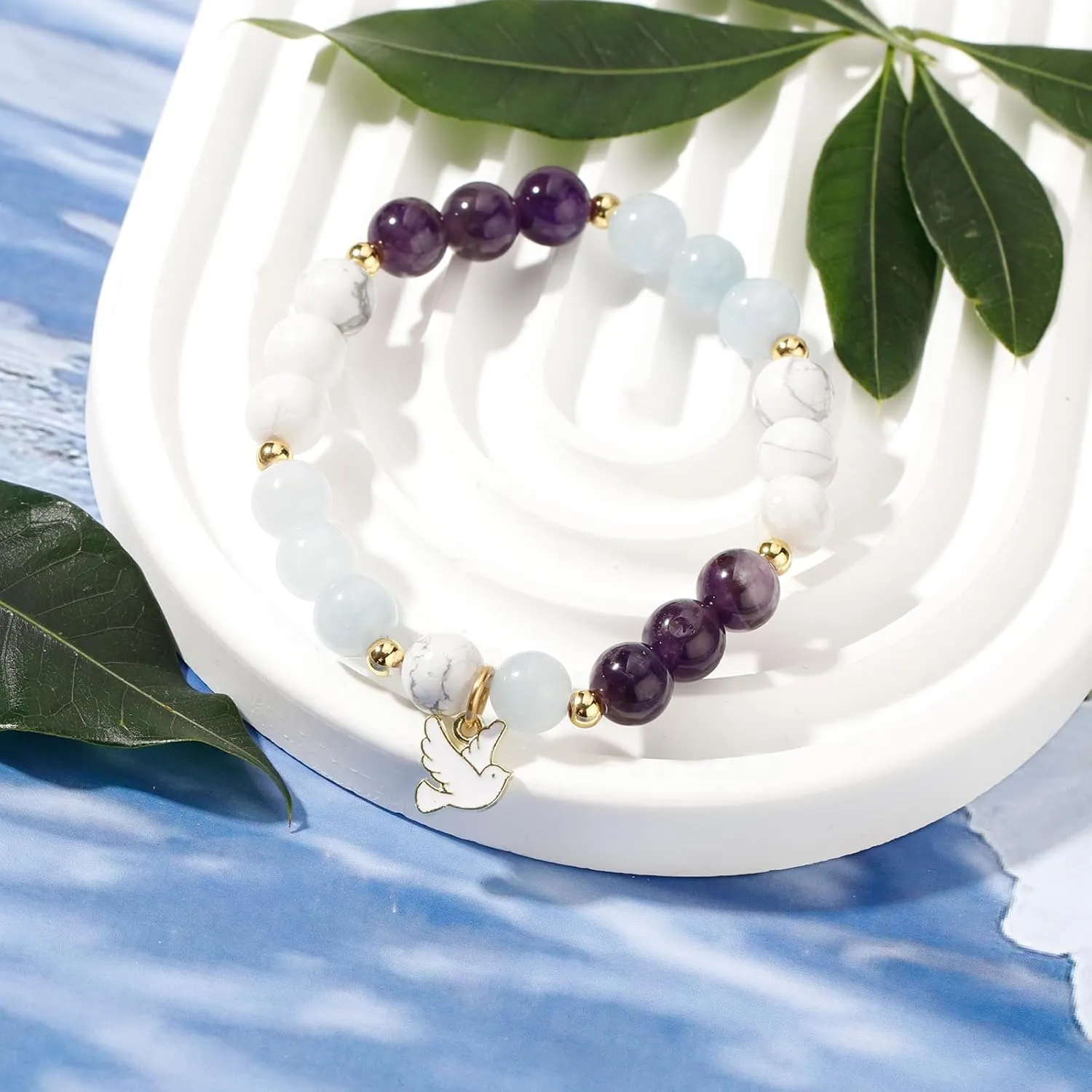 PARTNER Pigeon Inspirational Birthday Gifts for Women Best Friends Unique Gifts Natural Stone Beaded Bracelets for Women Agate Beaded Jewelry with Meaningful Message Card For Pigeon Lovers,Comes Packaged