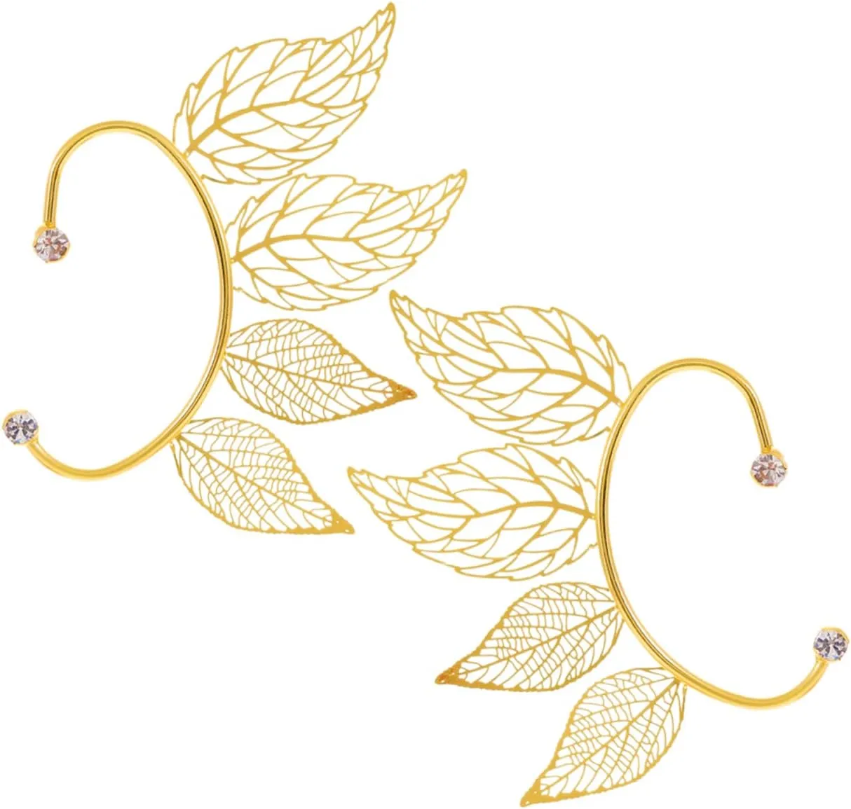 PartyKindom 2pcs Non Piercing Leaf Ear Cuff Earrings for Women Elegant Clip Jewelry for Parties Everyday Wear Concerts and Special Occasions Chic Design