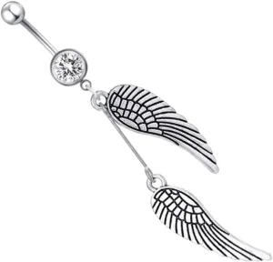 PartyKindom Angel Wing Navel Ring Bellybutton Jewelry Body Piercing Fashionable Decor