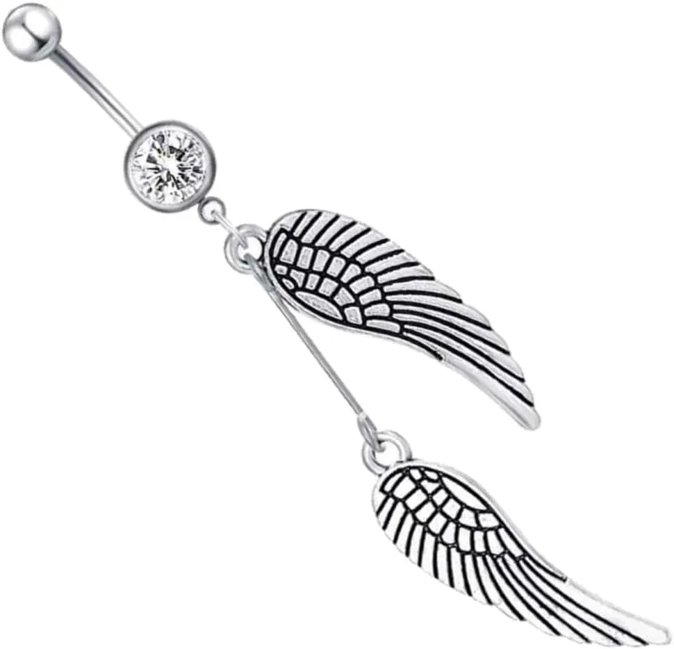 PartyKindom Angel Wing Navel Ring Bellybutton Jewelry Body Piercing Fashionable Decor