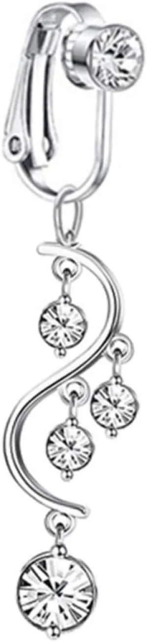 PartyKindom Glamourous Black Belly Button Ring Fashionable Non Piercing Navel Jewelry for Women
