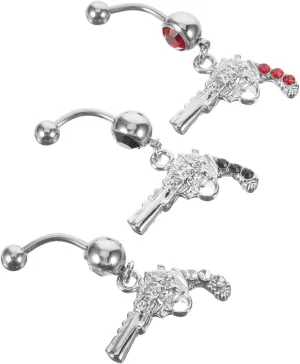 PartyKindom Unique Shape Navel Ring Metal Belly Button Piercing Rhinestones Women's Fashion Jewelry Dangle Belly Rings
