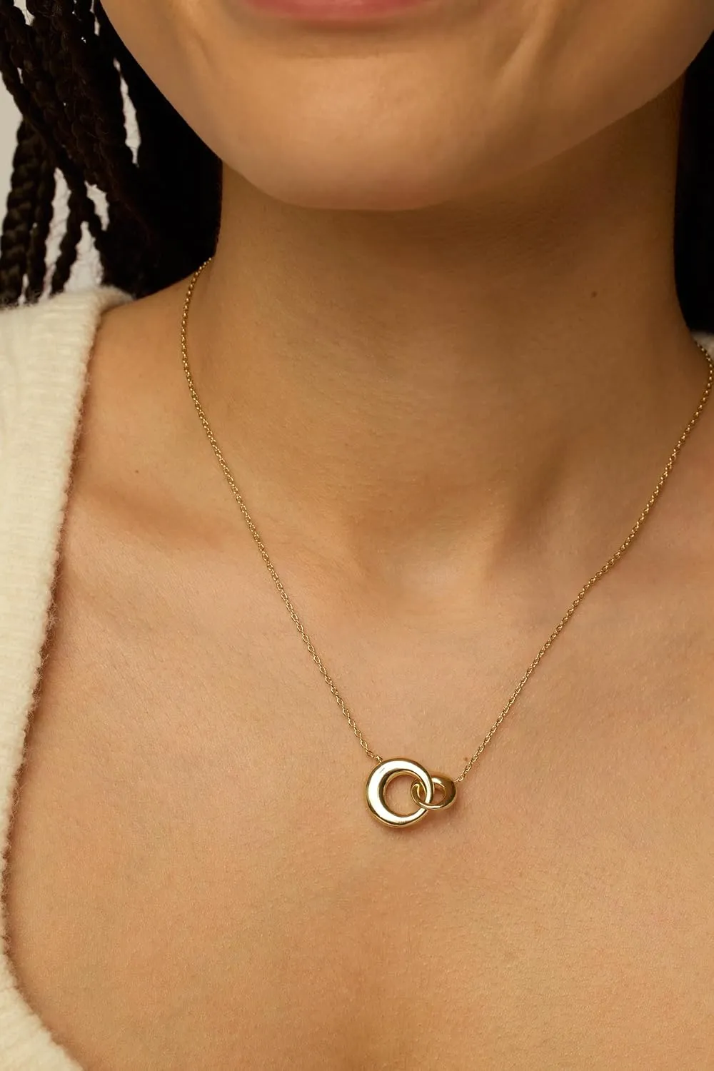 PAVOI 14K Gold Plated Dainty Interlock Pendant Necklace for Women | Circle Link Pendant Necklaces