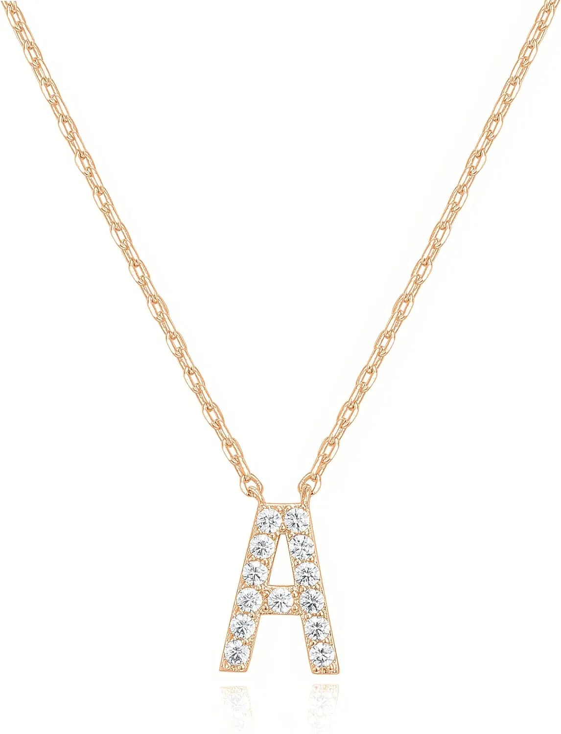 PAVOI 14K White Gold Plated Cubic Zirconia Initial Necklace | Letter Dainty Necklaces for Women