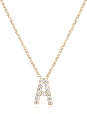 PAVOI 14K White Gold Plated Cubic Zirconia Initial Necklace | Letter Dainty Necklaces for Women