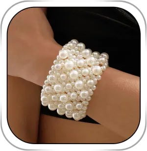 Pearl Bracelets for women White Stretch Pearl Bracelet Jewelry Vintage Pearl Bracelet for Wedding Festival Party