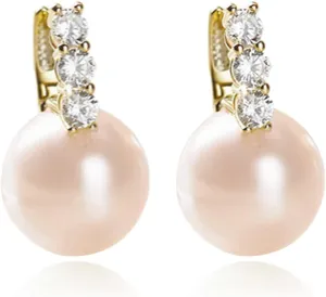 Pearl Earrings for Women 14K Gold Plated Hypoallergenic Pearl Earrings 5A Cubic Zirconia Dangle Earrings Elegant Jewelry