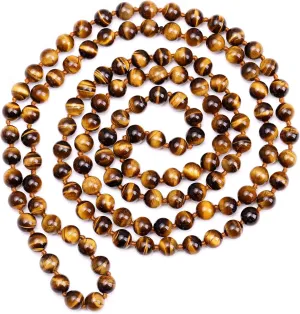 PEARLADA Long Turquoise Tiger Eye Beads Endless Necklaces Handmade Jewelry for Women 47.5"