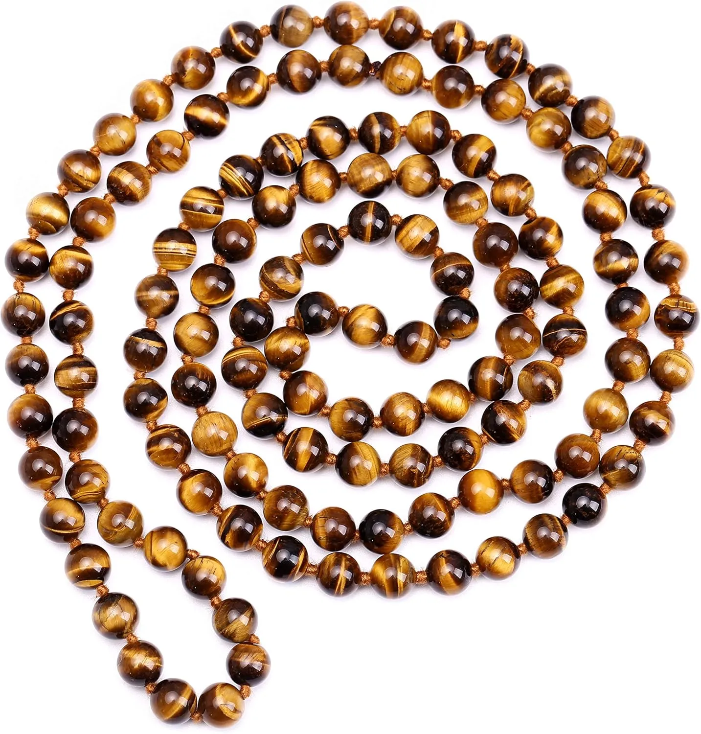 PEARLADA Long Turquoise Tiger Eye Beads Endless Necklaces Handmade Jewelry for Women 47.5"