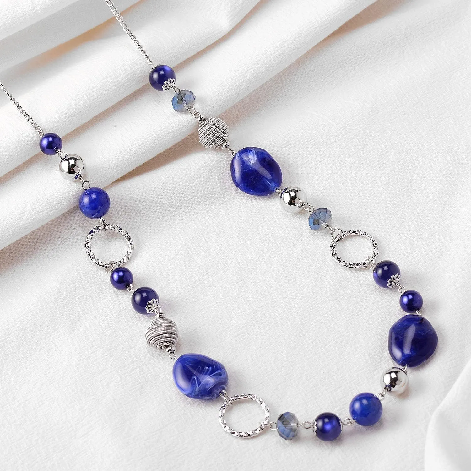 PEARL&CLUB Long Beaded Necklaces For Women - Sweater Chain Fashion Jewelry Necklace Gifts For Women