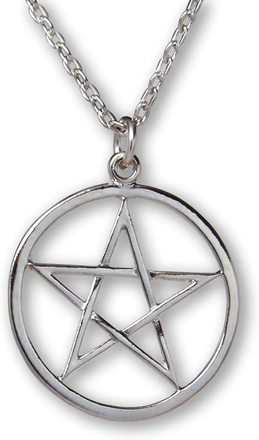 Pentacle Pentagram Polished Silver Finish Medieval Renaissance Pendant Necklace