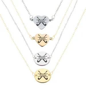 Personalized Field Hockey Necklace, Field Hockey Gifts for Women, Teens Custom Engraved Field Hockey Pendant Name