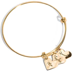 Personalized Name Bracelets for Women Handmade Heart Charm Custom Engraved Name Bangle Unique Mother's Day Gift for Her Grandma Bracelets for women  ABR-MH