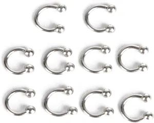 Personalized Nose Ring Hoop Nose Studs,10 Pcs Stainless Steel Horseshoe Bar Lip Nose Septum Ear Ring Stud Body Piercing - Silver 10mm