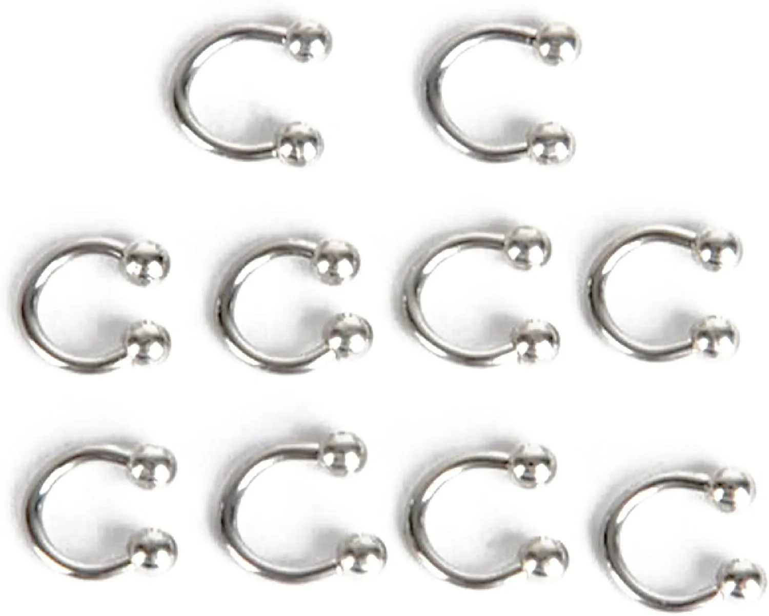 Personalized Nose Ring Hoop Nose Studs,10 Pcs Stainless Steel Horseshoe Bar Lip Nose Septum Ear Ring Stud Body Piercing - Silver 10mm