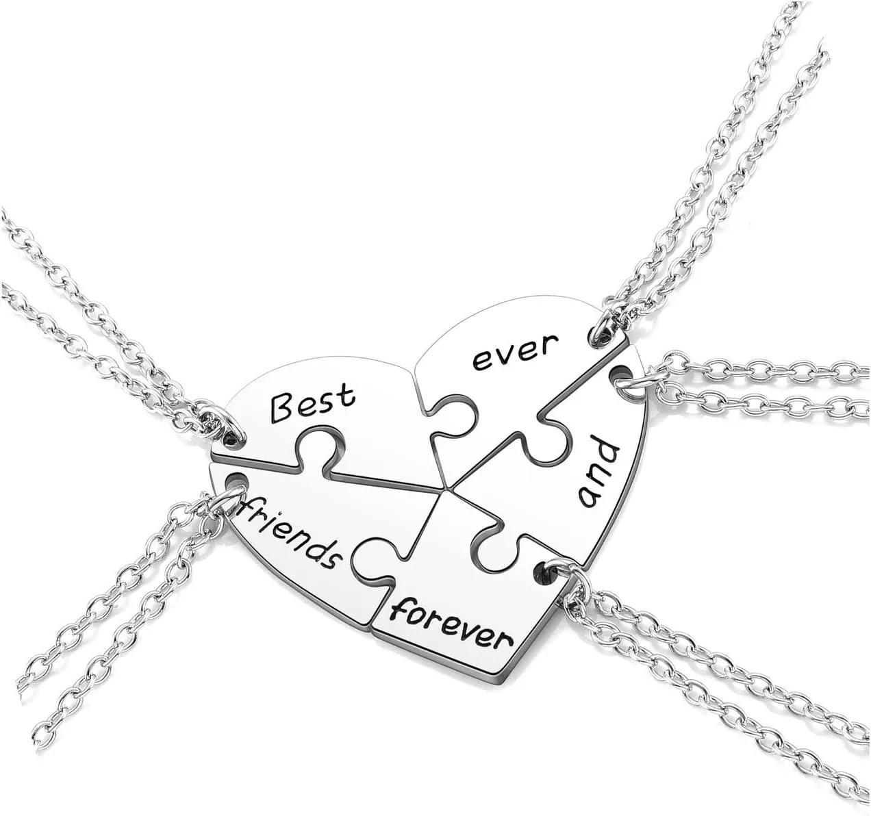 PESOENTH BFF Best Friend Necklace For 2 3 4 5,Friendship Jewelry For Women Gift,Matching Heart Best Friends Forever Pendant Necklaces Set Birthday for Friendship BBF