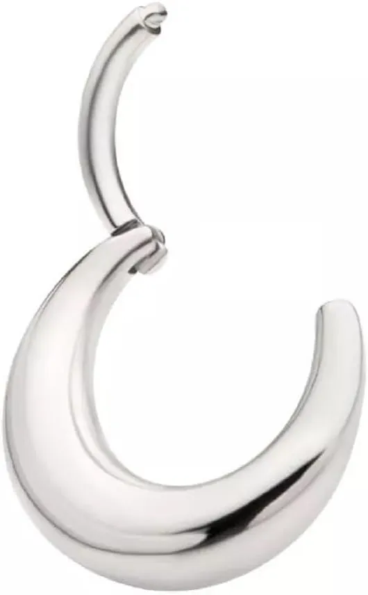 Pierced Owl 16GA 316L Stainless Steel Polished Rounded Thick Hoop Hinged Segment Ring