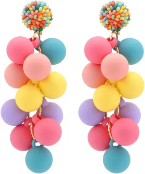 Pingyongchang Birthday Candy Earrings for Women Acrylic Dangle Earrings Colorful Beaded Earrings for Women Christmas Valentine Birthday Earrings