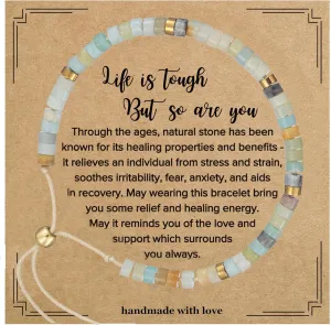 Plumiss Boho Inspirational Gifts Bracelets for Women,Handmade Unique Energy Natural Stone Beaded Strand Wrap Bracelet Jewelry Gift