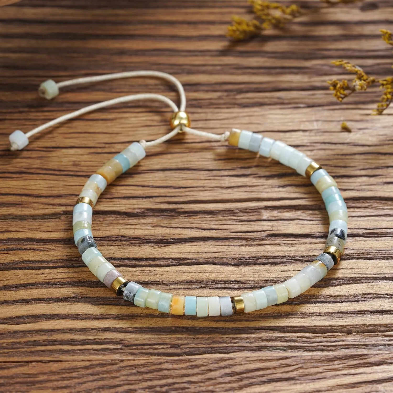 Plumiss Boho Inspirational Gifts Bracelets for Women,Handmade Unique Energy Natural Stone Beaded Strand Wrap Bracelet Jewelry Gift