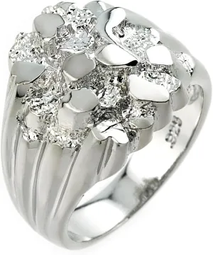 Polished 925 Sterling Silver Nugget Ring for Men - Choice of Size