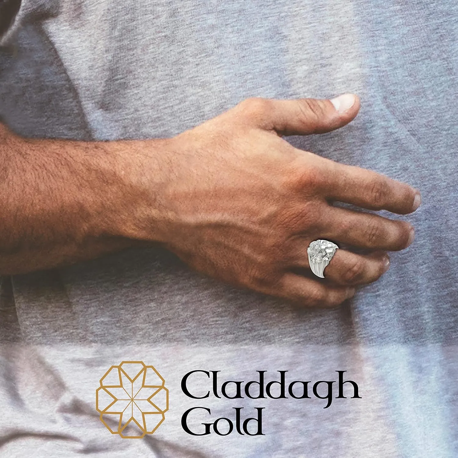 Polished 925 Sterling Silver Nugget Ring for Men - Choice of Size