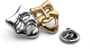 Polished Theatre Masks gold/silver-plated pin badge gift musician conductor teacher student