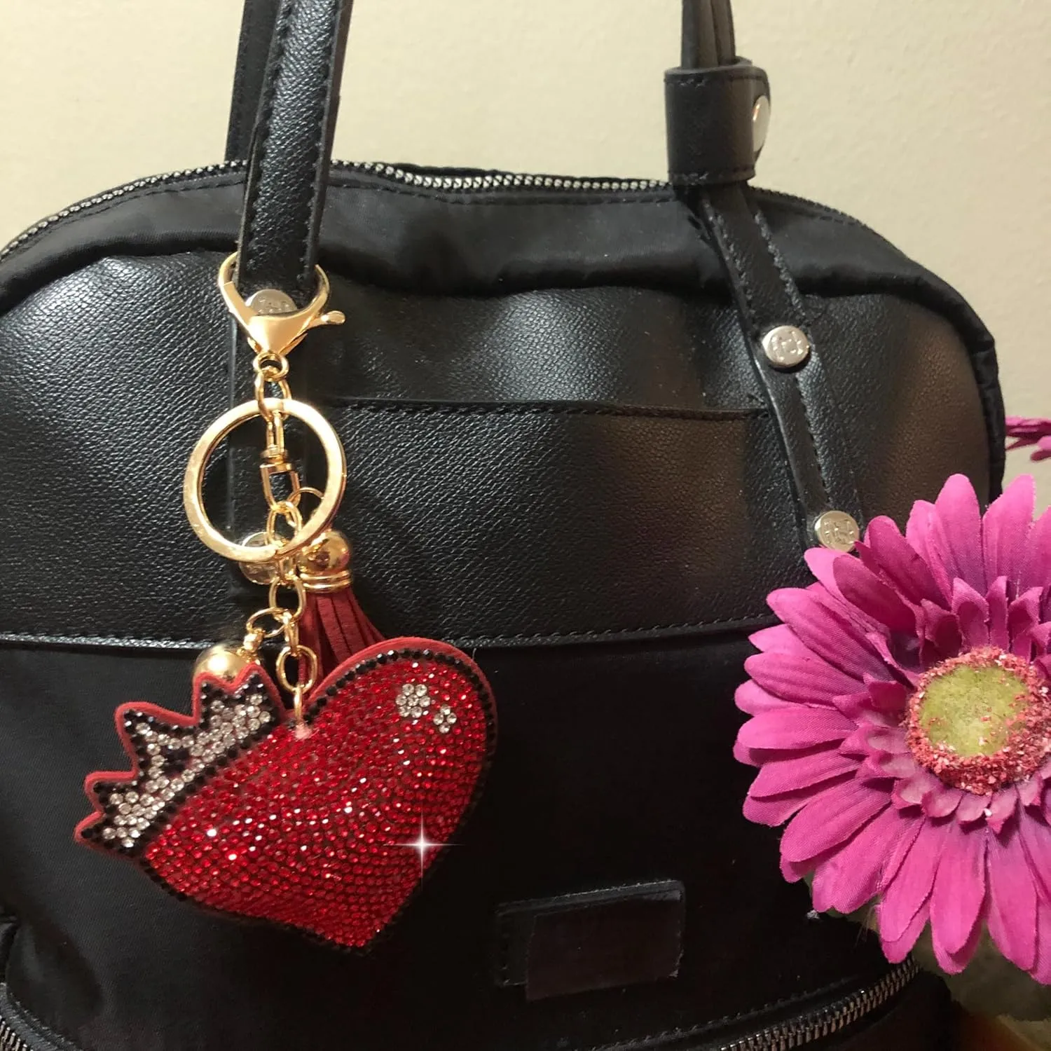 Popfizzy Rhinestone Keychain Accessories for Women: Purse Charms & Car Key Fob, Bag Keyring