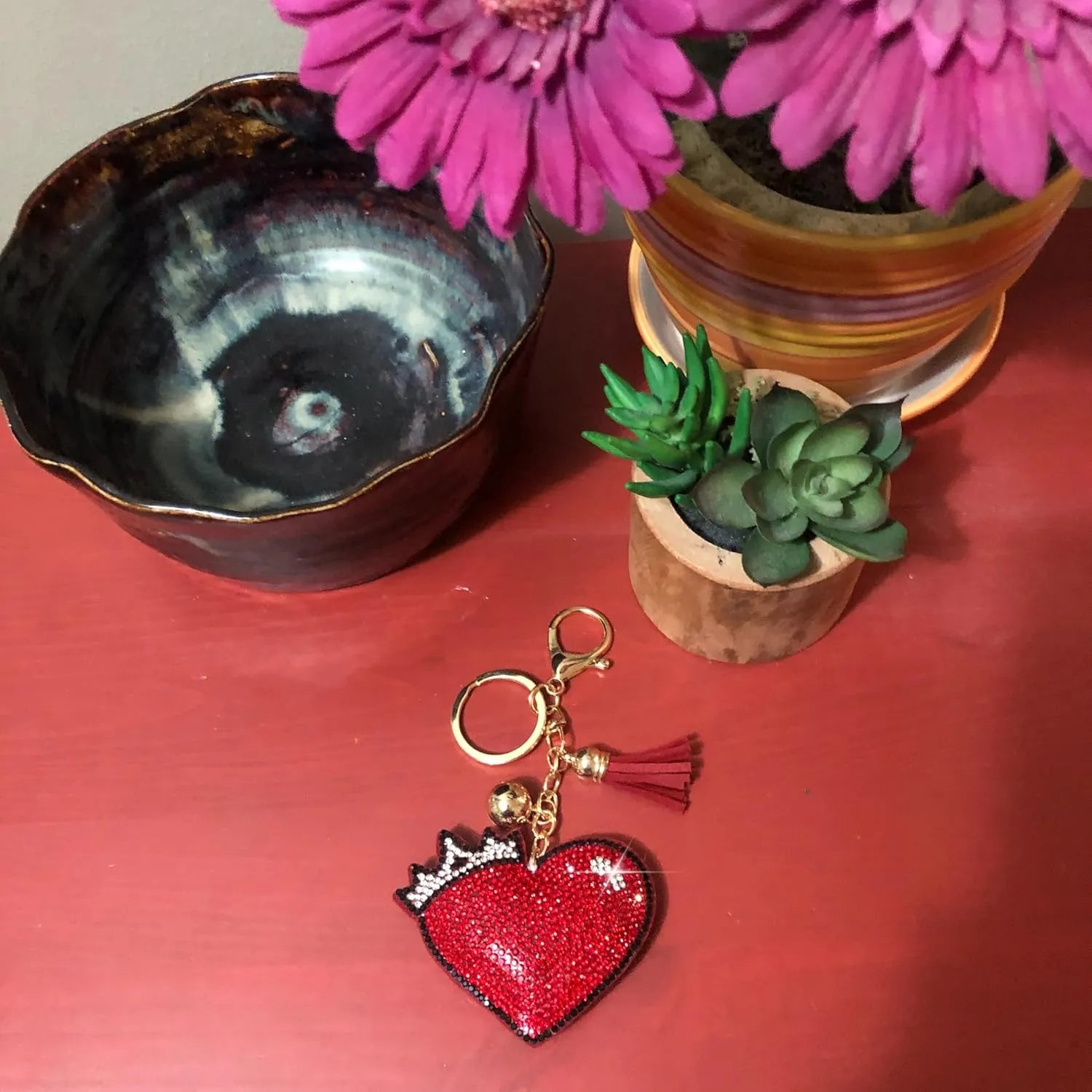 Popfizzy Rhinestone Keychain Accessories for Women: Purse Charms & Car Key Fob, Bag Keyring