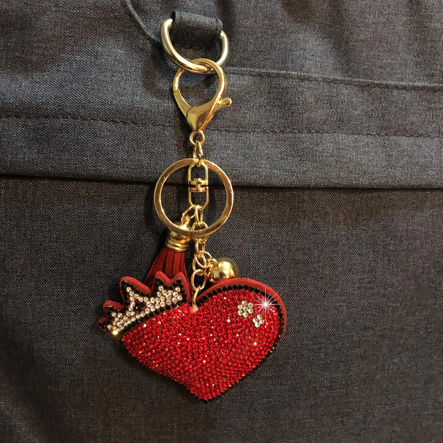 Popfizzy Rhinestone Keychain Accessories for Women: Purse Charms & Car Key Fob, Bag Keyring