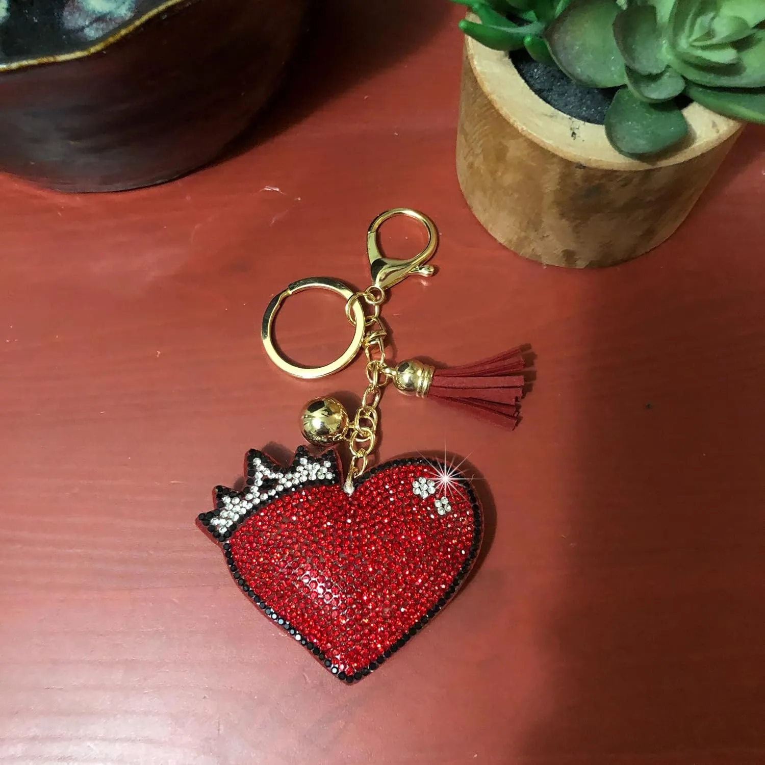 Popfizzy Rhinestone Keychain Accessories for Women: Purse Charms & Car Key Fob, Bag Keyring