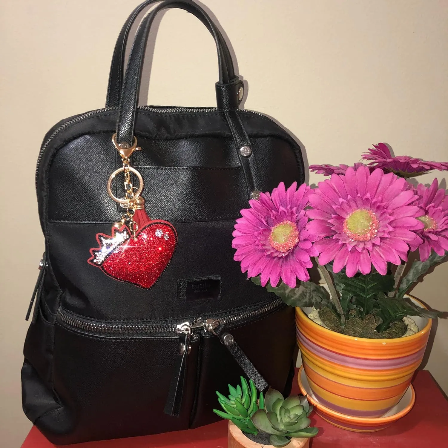 Popfizzy Rhinestone Keychain Accessories for Women: Purse Charms & Car Key Fob, Bag Keyring