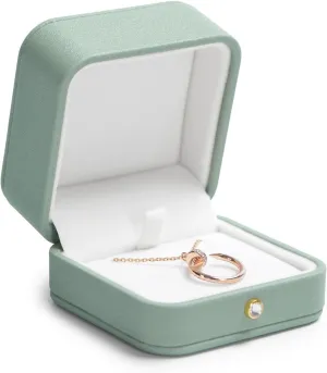 Premium Green Leather Necklace Pendant Box Velvet Interior Jewelry Gift Box for Pendant Necklace