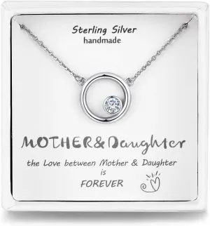 Presentski Mother and Daughter Necklace 925 Sterling Silver Necklaces for Mum from Daughter Son