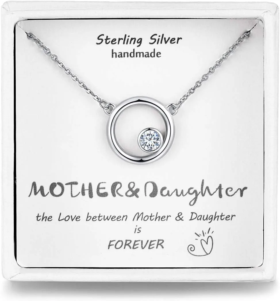 Presentski Mother and Daughter Necklace 925 Sterling Silver Necklaces for Mum from Daughter Son
