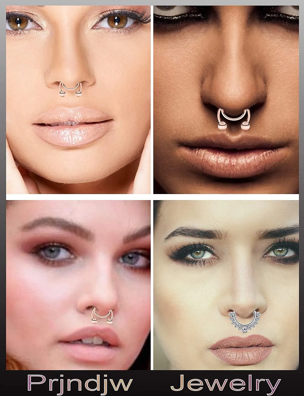 Prjndjw Fake Septum Nose Hoop Rings Stainless Steel Faux Lip Ear Nose Septum Ring Non Piercing Clip On Nose Hoop Rings Body Piercing Jewelry 24/21PCS Women Men