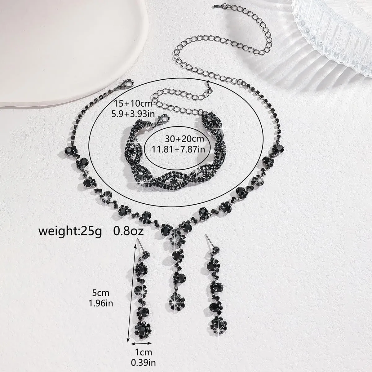 Prom Earrings Necklace Bracelet Set Elegant Crystal Necklace Earrings Bracelet Bridal Wedding Prom Costume Jewelry Sets for Women