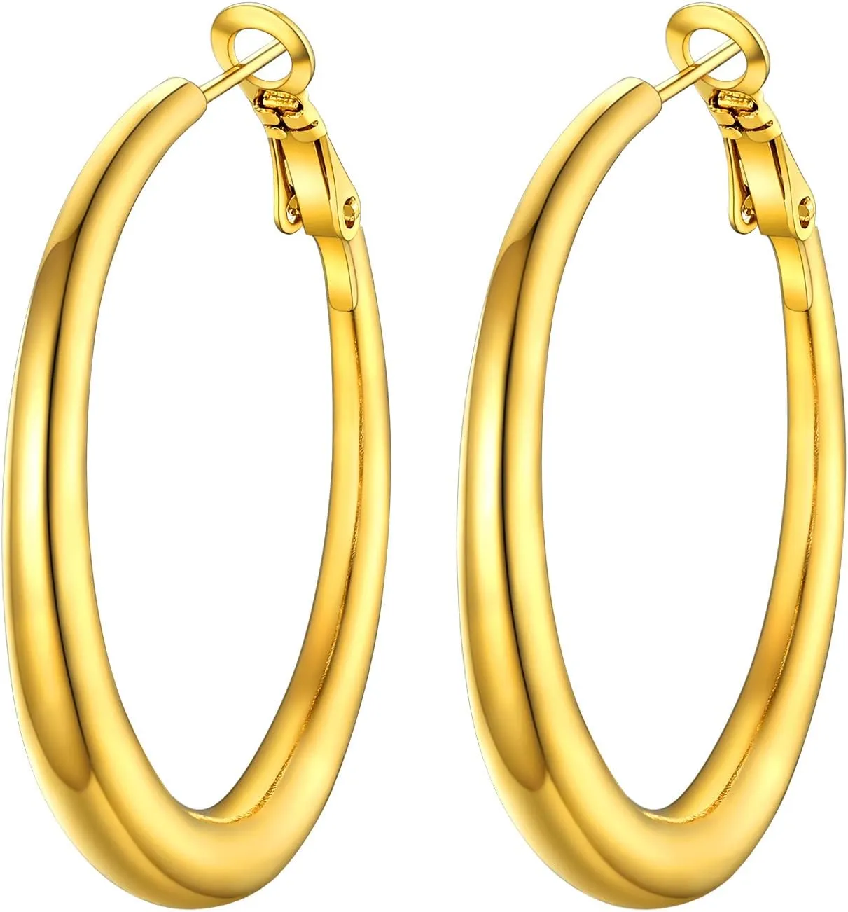 PROSTEEL Chunky Hoop Earrings for Women, 316L Stainless Steel Hoop, Minimalist And Chic Jewelry, Silver/14K Gold/Black, Hypoallergenic for Sensitive Skin, Size: 30/40mm/60mm/80mm, Come with Box