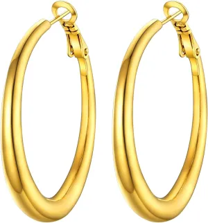 PROSTEEL Chunky Hoop Earrings for Women, 316L Stainless Steel Hoop, Minimalist And Chic Jewelry, Silver/14K Gold/Black, Hypoallergenic for Sensitive Skin, Size: 30/40mm/60mm/80mm, Come with Box